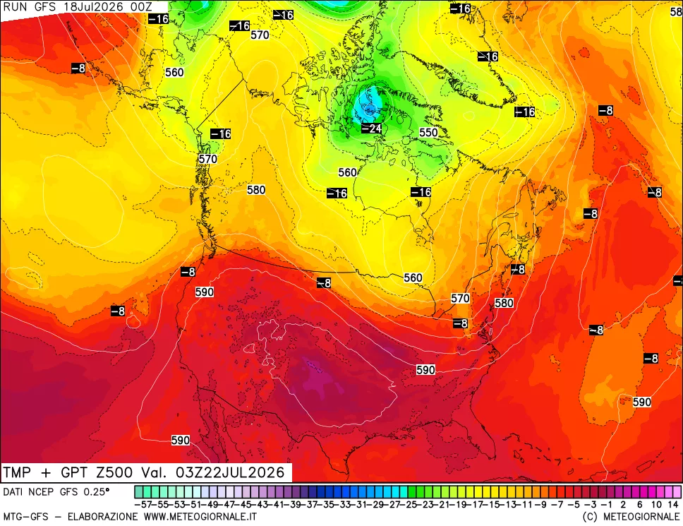 mappa 500 hPa Temp + GPT