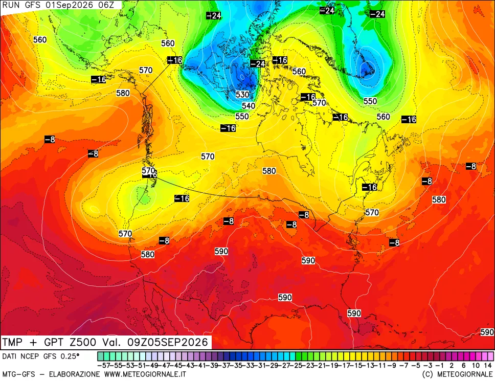 mappa 500 hPa Temp + GPT