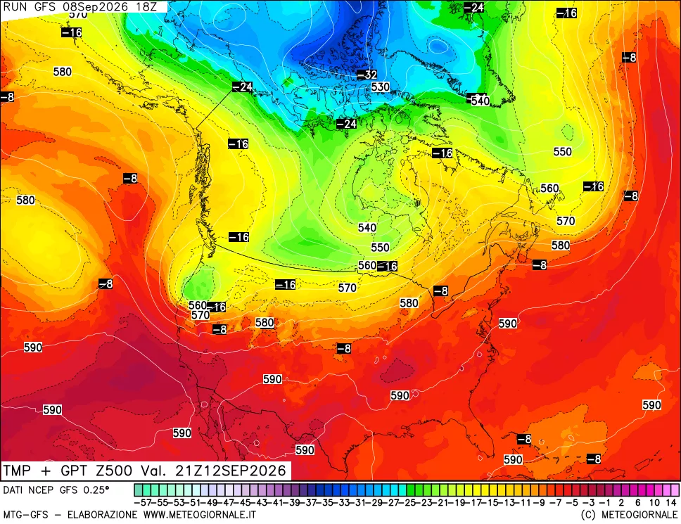 mappa 500 hPa Temp + GPT