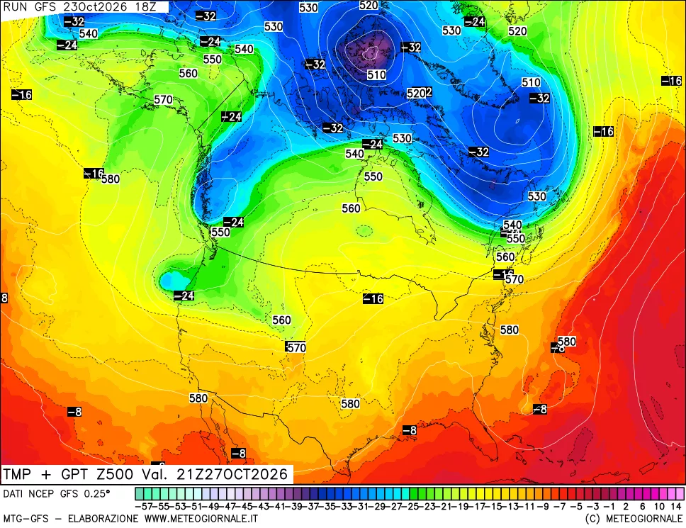 mappa 500 hPa Temp + GPT