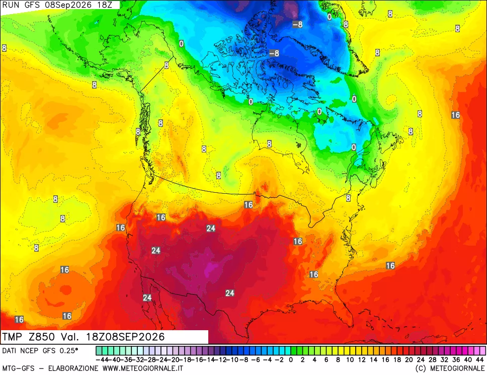 mappa 850 hPa Temp