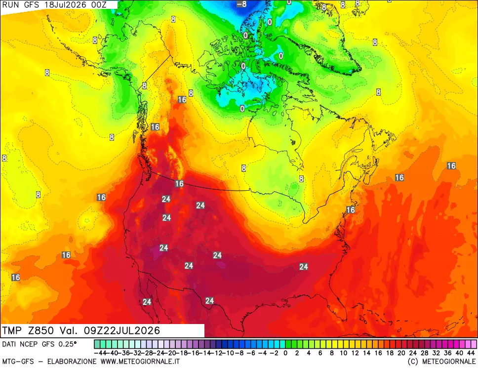 mappa 850 hPa Temp