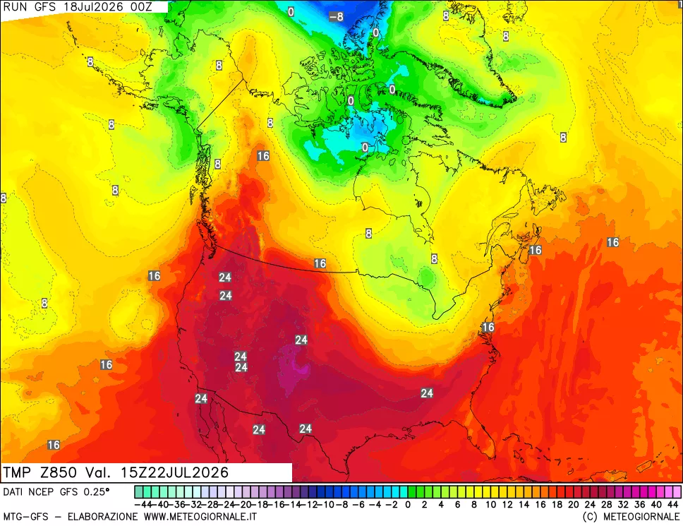 mappa 850 hPa Temp