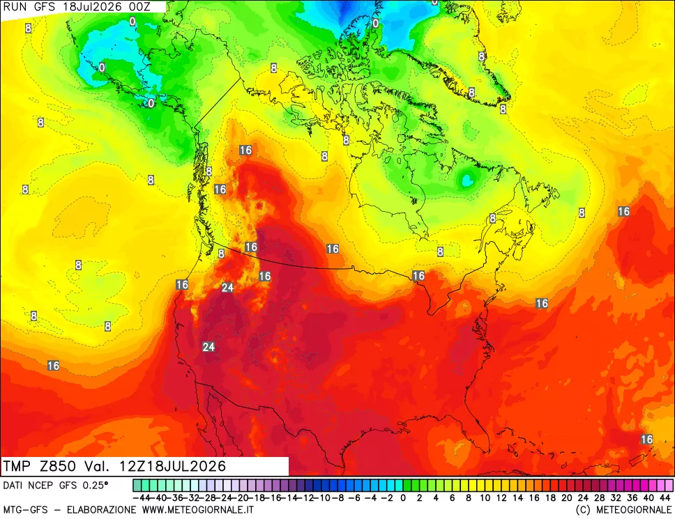 mappa 850 hPa Temp