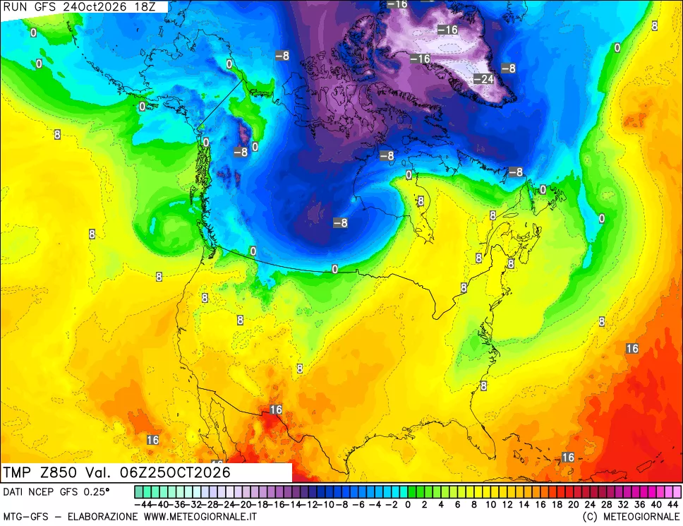 mappa 850 hPa Temp