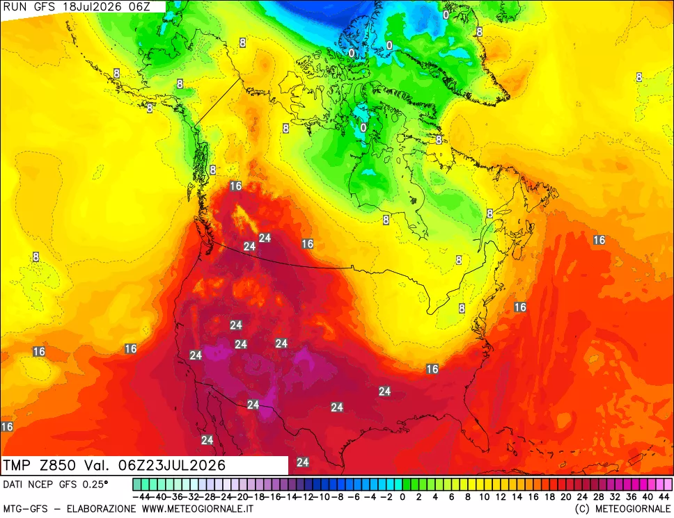 mappa 850 hPa Temp