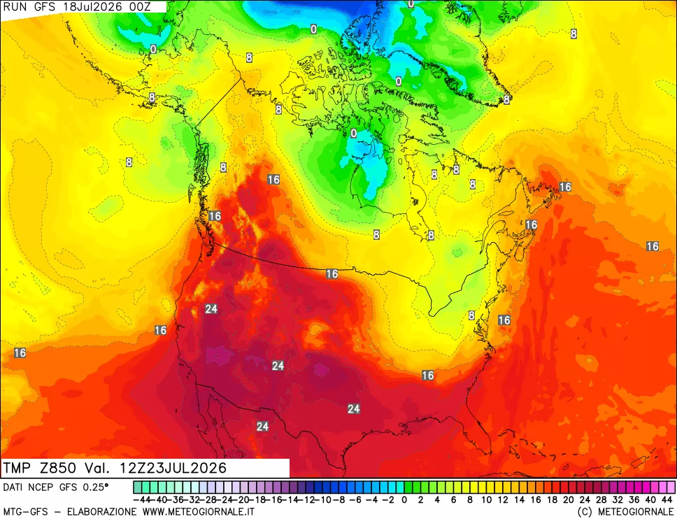 mappa 850 hPa Temp