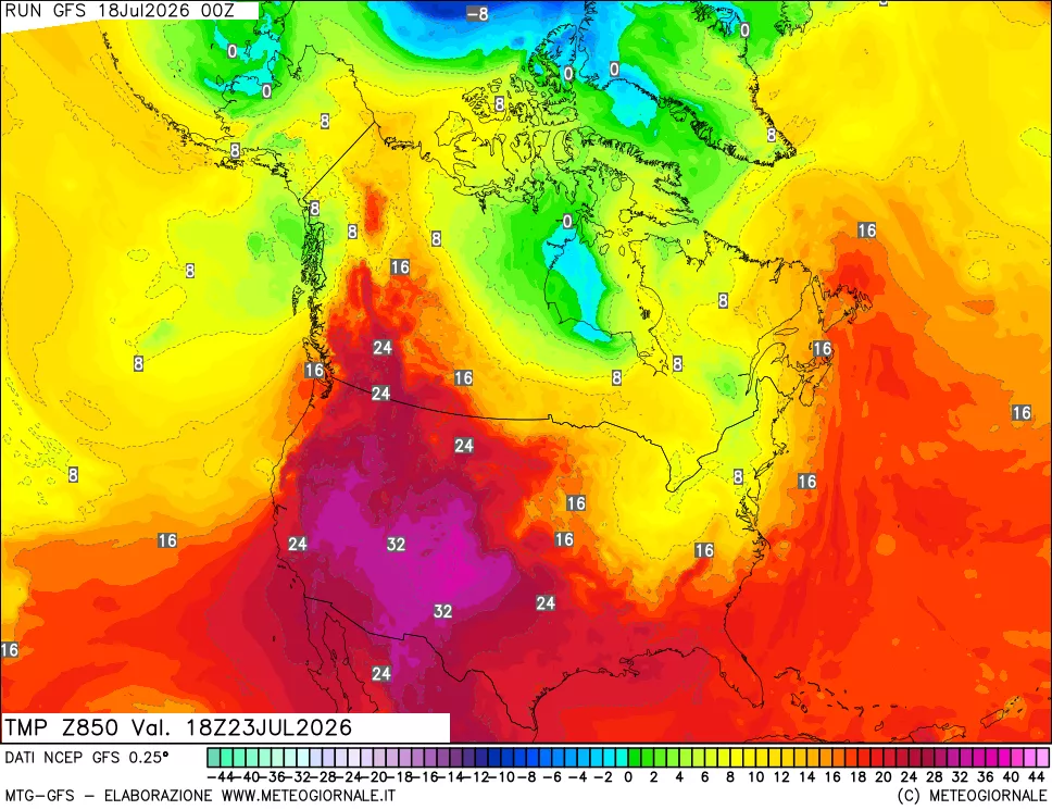 mappa 850 hPa Temp