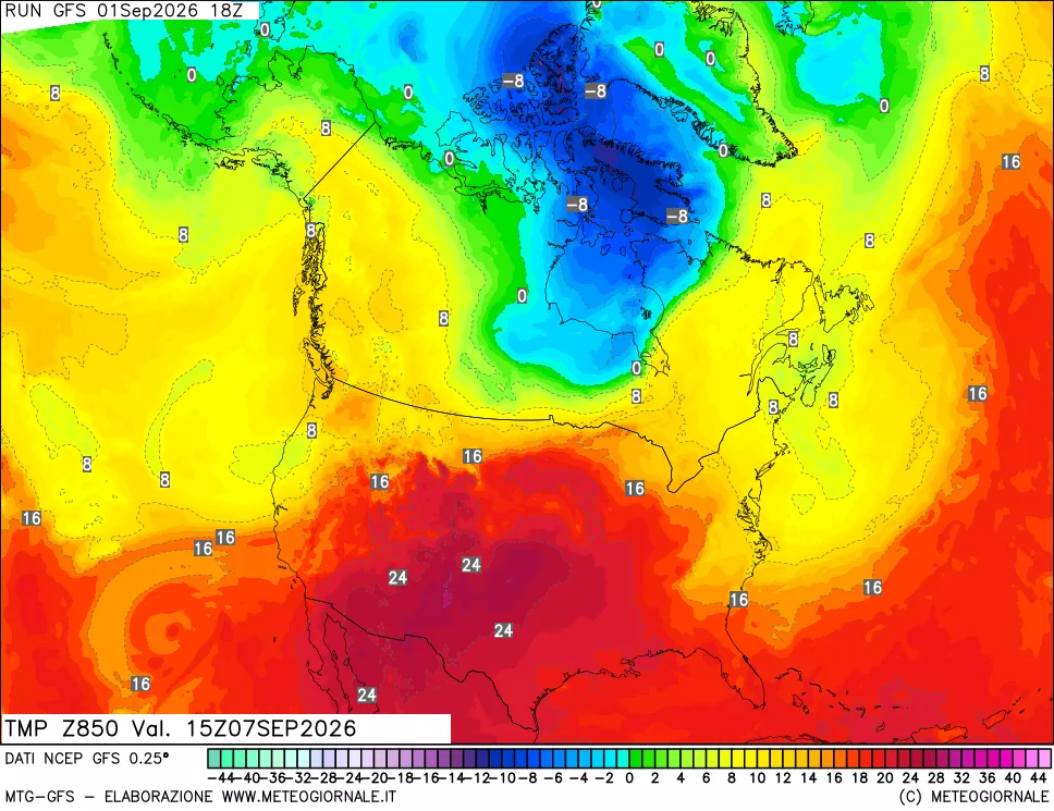 mappa 850 hPa Temp