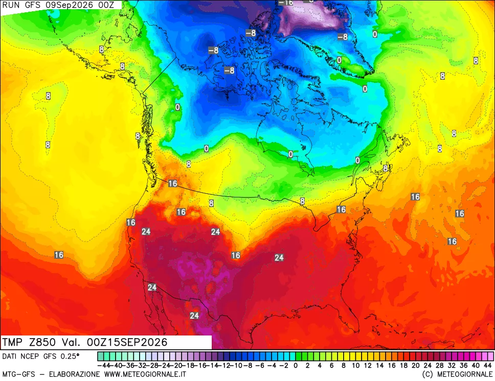 mappa 850 hPa Temp