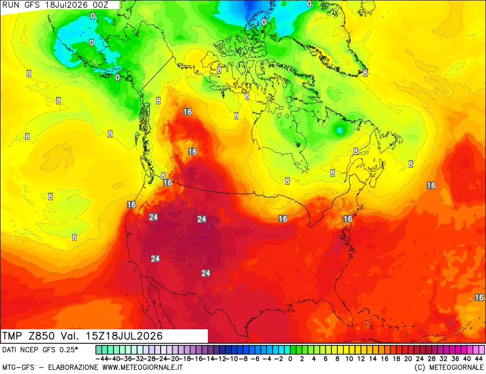 mappa 850 hPa Temp