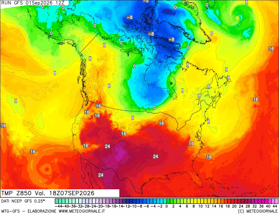 mappa 850 hPa Temp