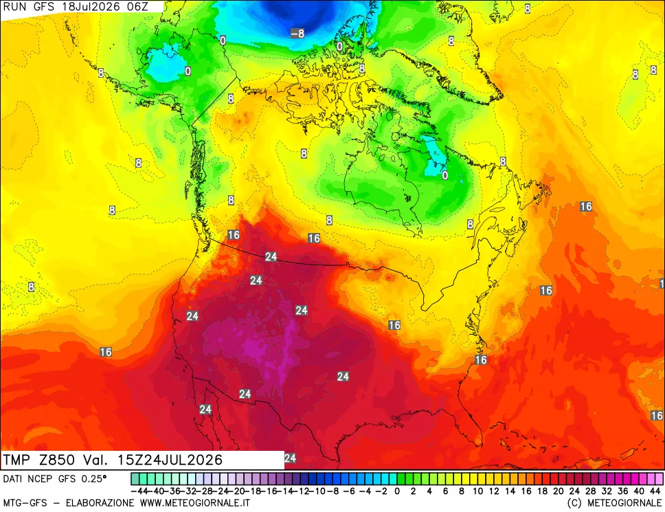 mappa 850 hPa Temp