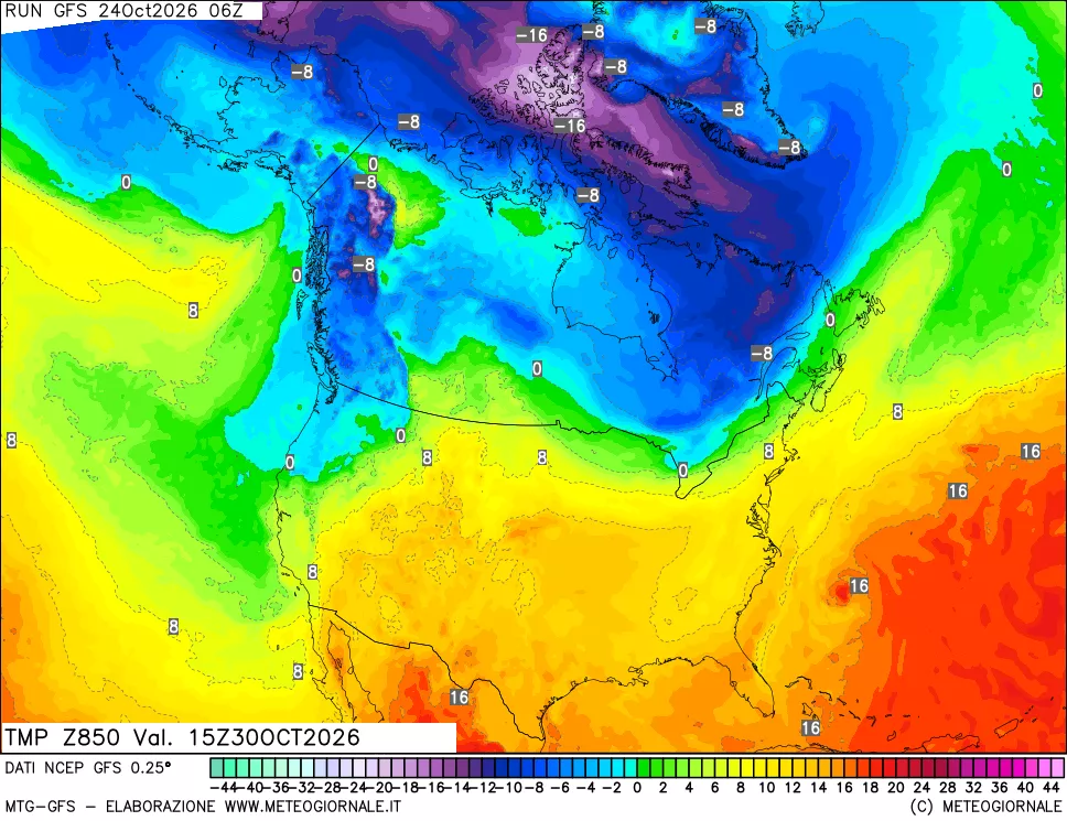 mappa 850 hPa Temp