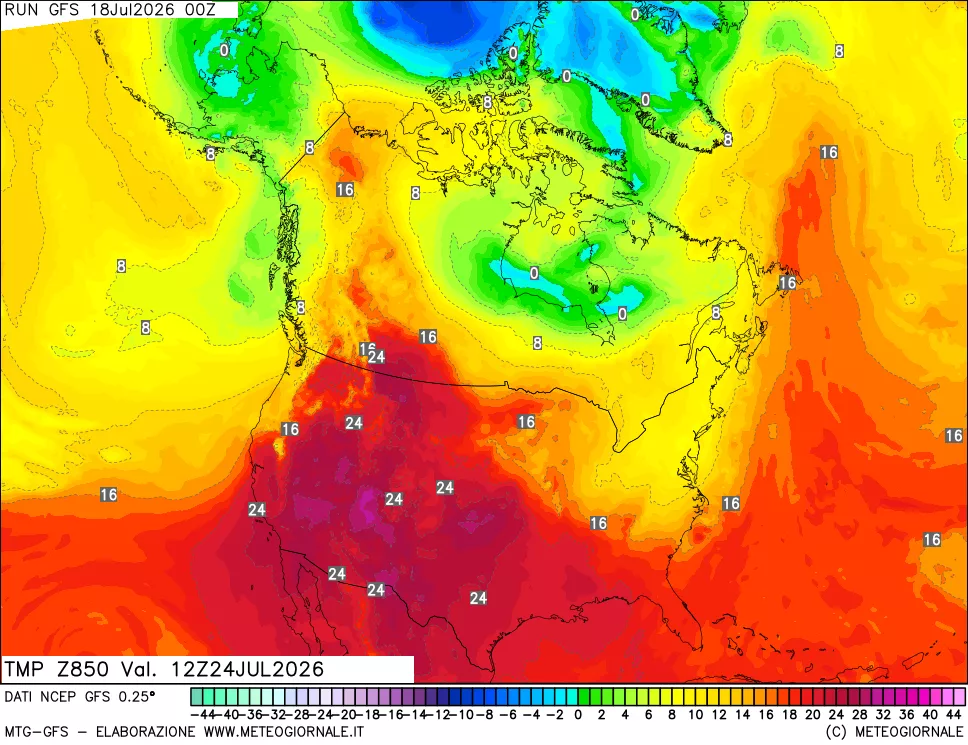 mappa 850 hPa Temp