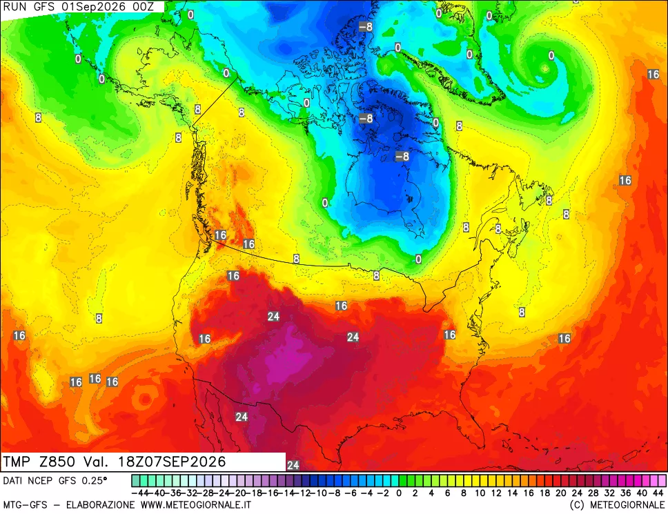 mappa 850 hPa Temp