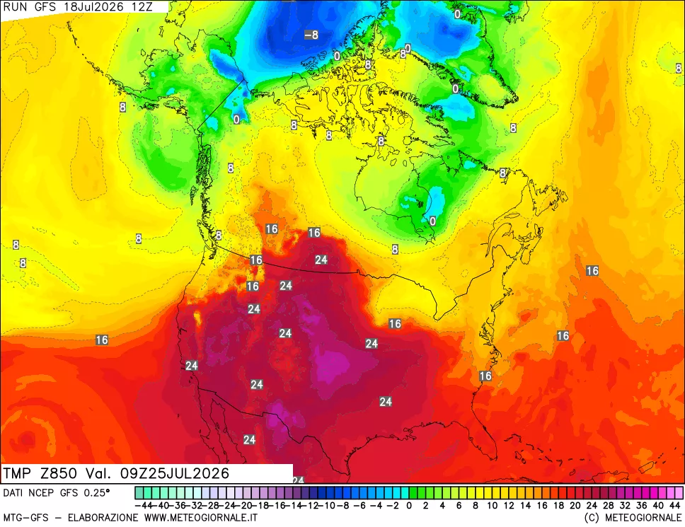 mappa 850 hPa Temp
