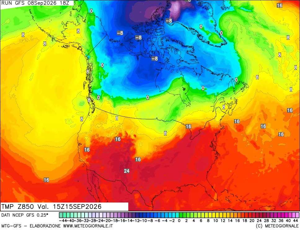 mappa 850 hPa Temp