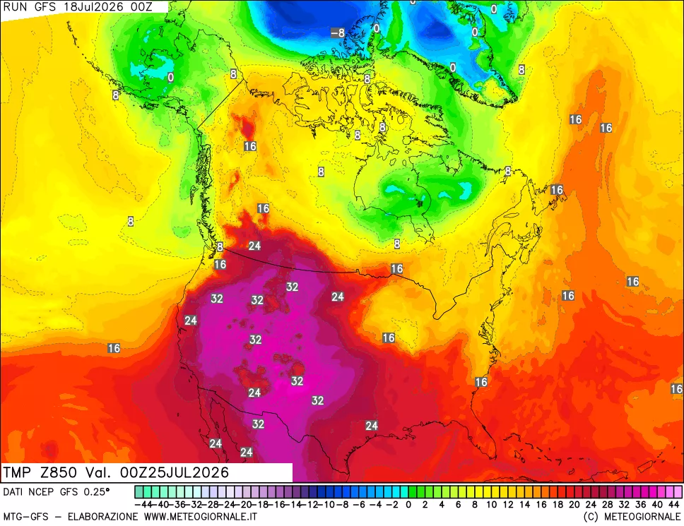 mappa 850 hPa Temp