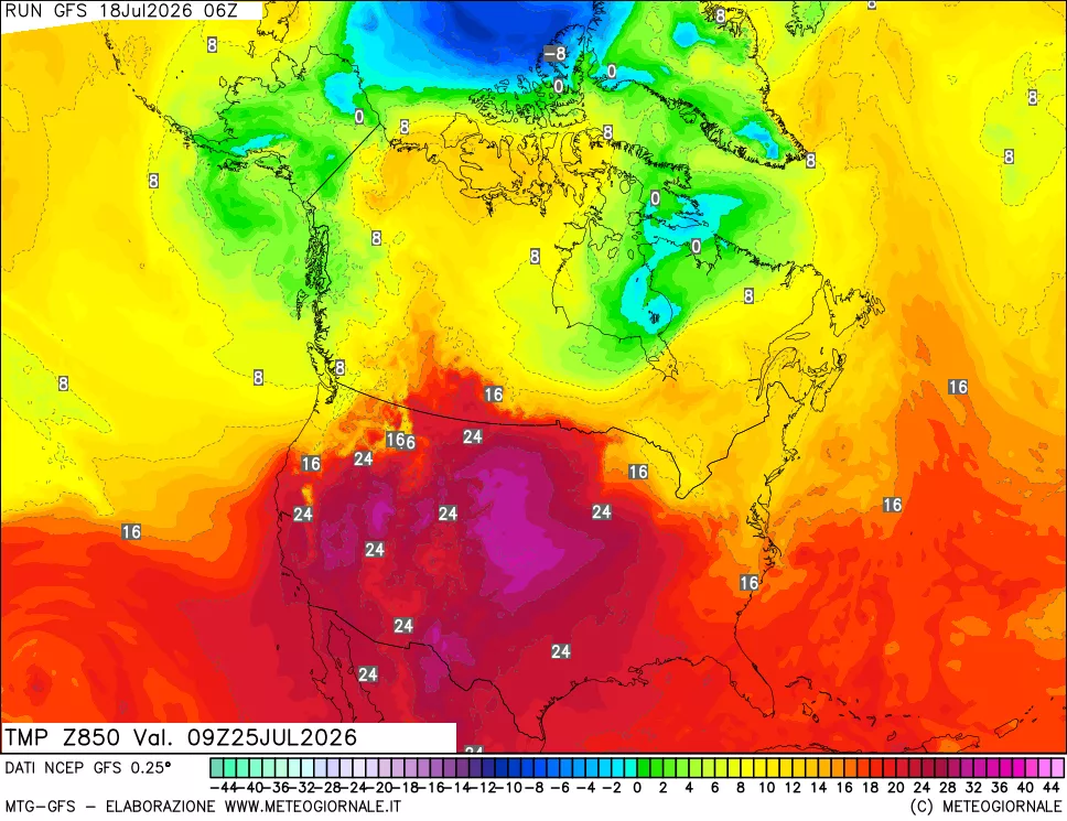 mappa 850 hPa Temp