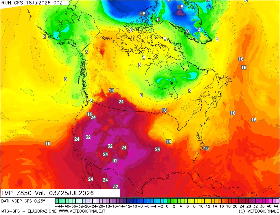 mappa 850 hPa Temp