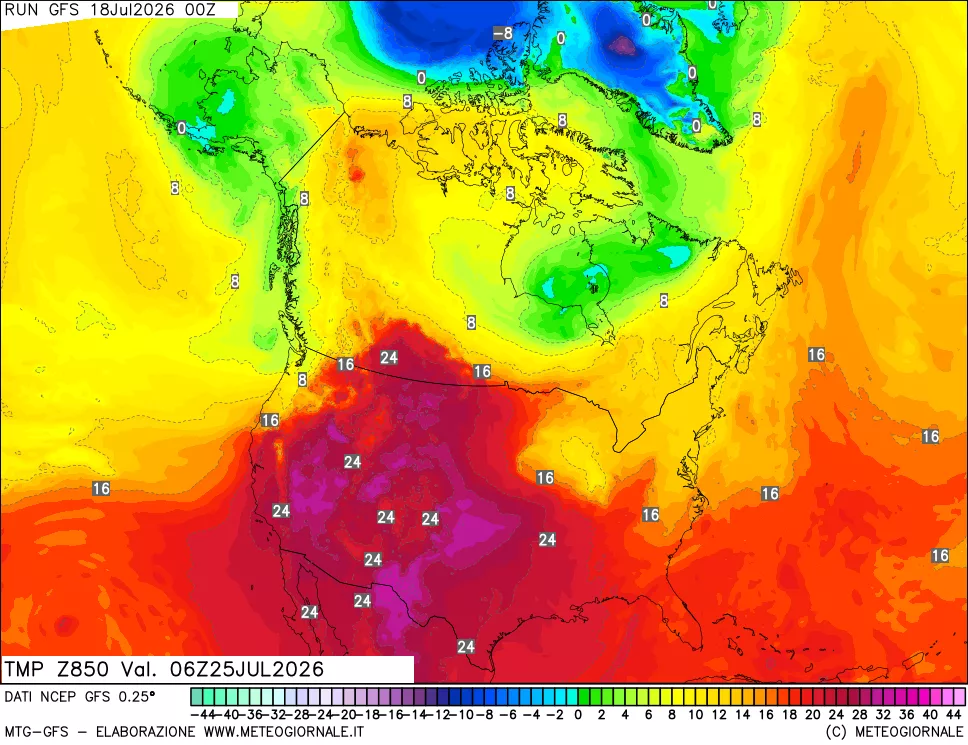 mappa 850 hPa Temp