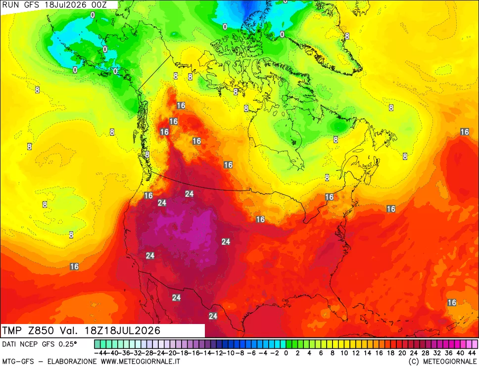 mappa 850 hPa Temp