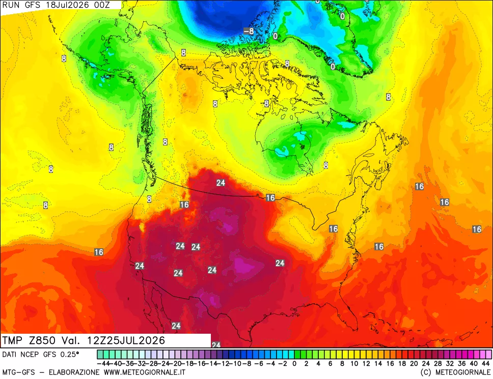 mappa 850 hPa Temp