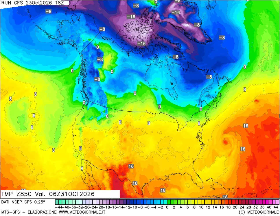 mappa 850 hPa Temp