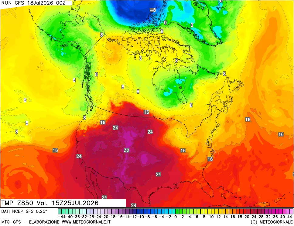 mappa 850 hPa Temp