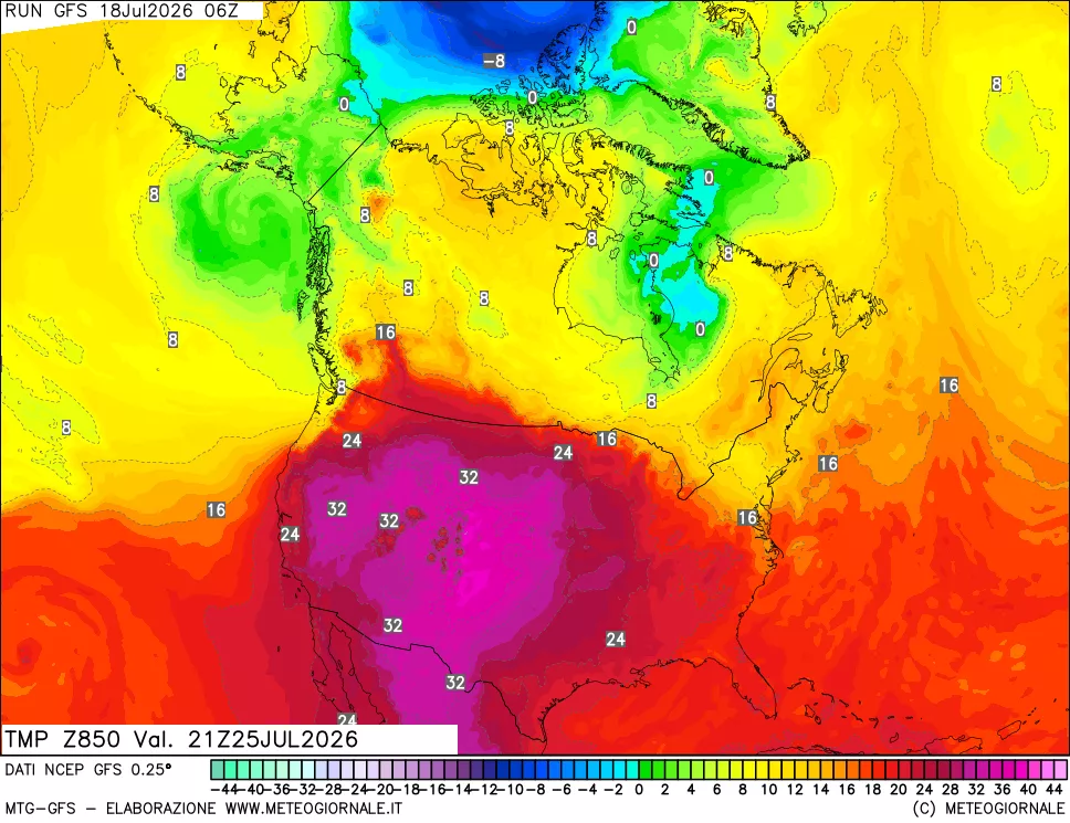mappa 850 hPa Temp