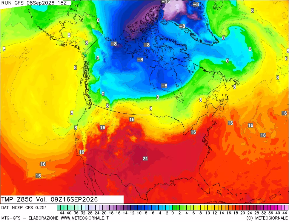 mappa 850 hPa Temp