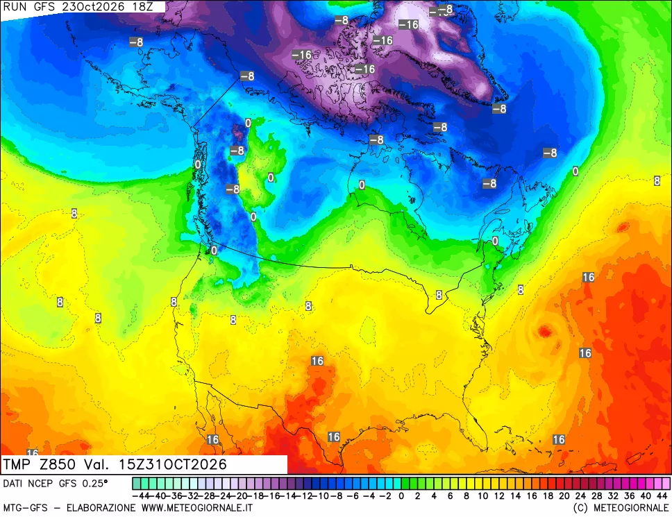 mappa 850 hPa Temp