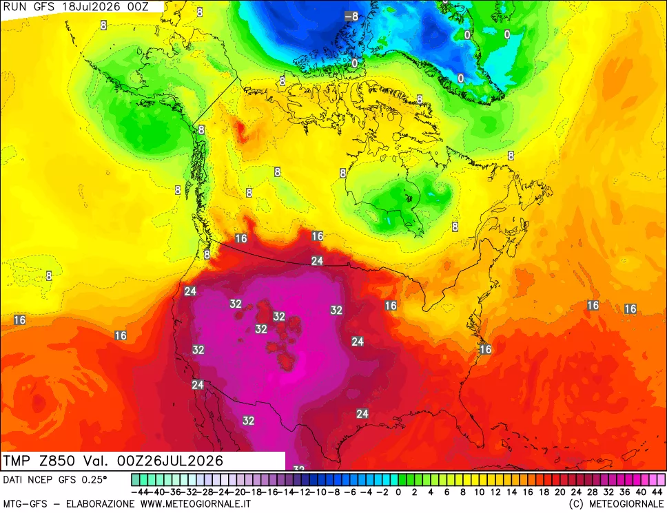 mappa 850 hPa Temp