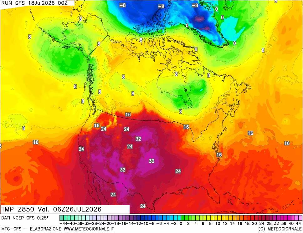 mappa 850 hPa Temp