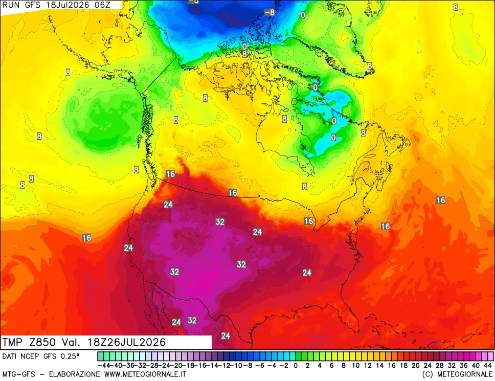 mappa 850 hPa Temp