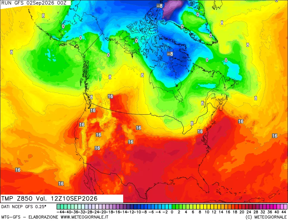 mappa 850 hPa Temp