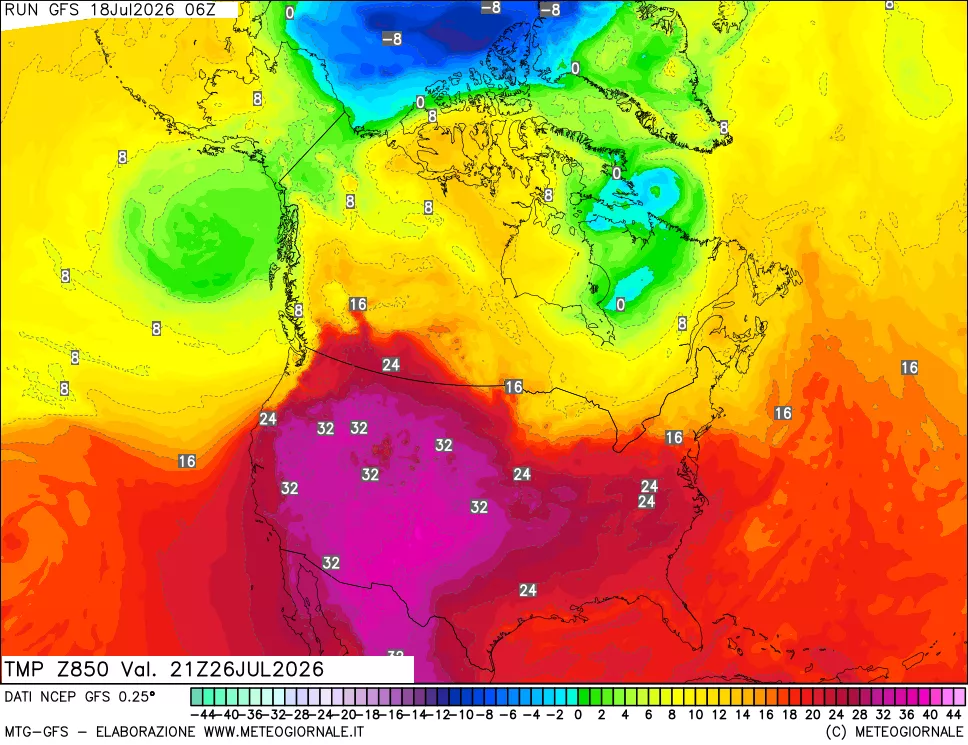 mappa 850 hPa Temp