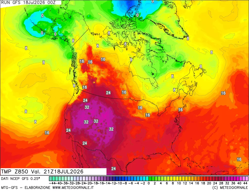mappa 850 hPa Temp