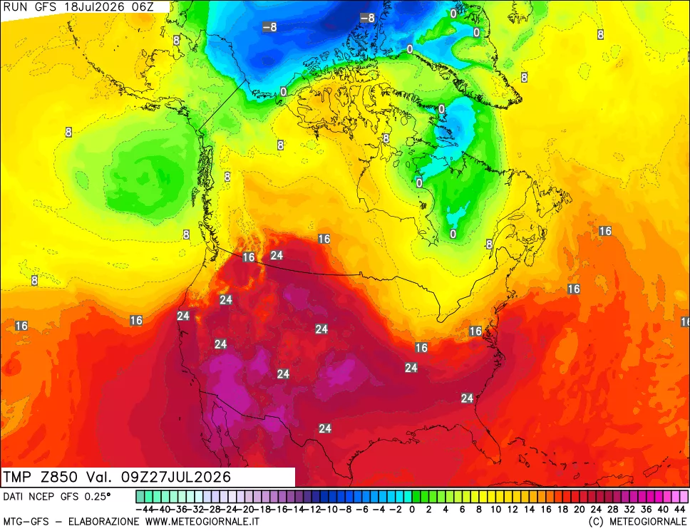 mappa 850 hPa Temp