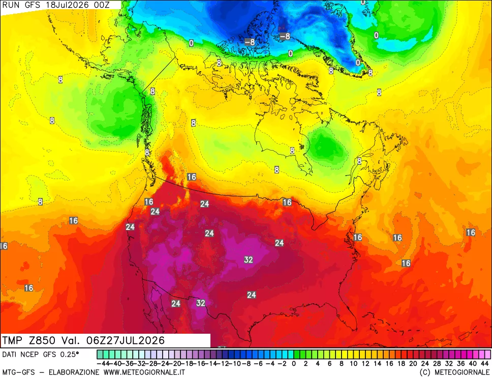 mappa 850 hPa Temp