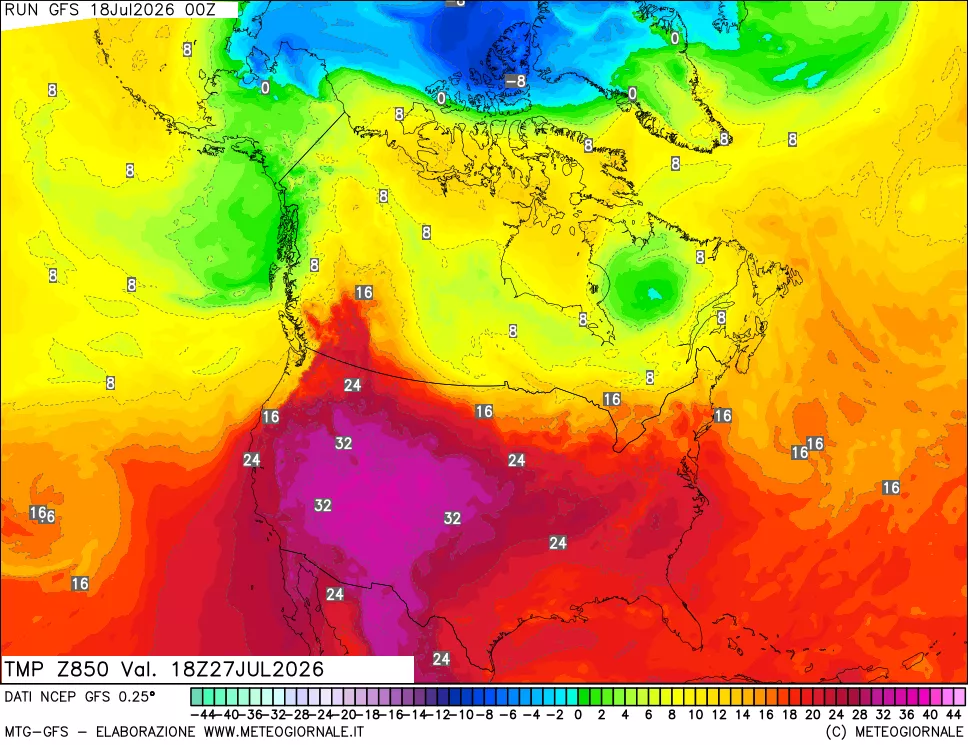 mappa 850 hPa Temp