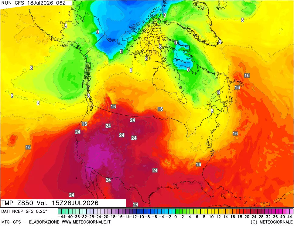 mappa 850 hPa Temp