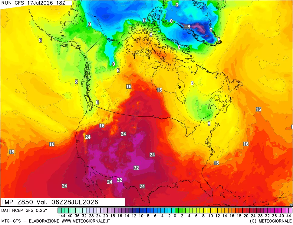 mappa 850 hPa Temp