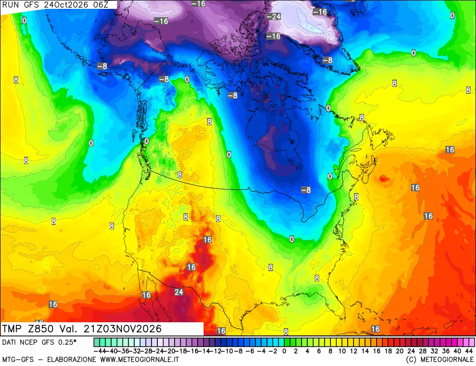 mappa 850 hPa Temp