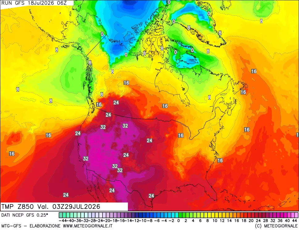 mappa 850 hPa Temp