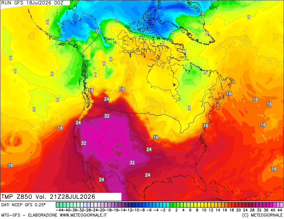 mappa 850 hPa Temp
