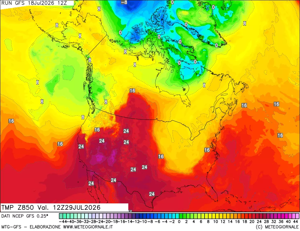 mappa 850 hPa Temp