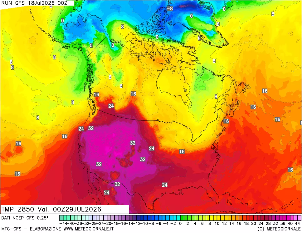 mappa 850 hPa Temp