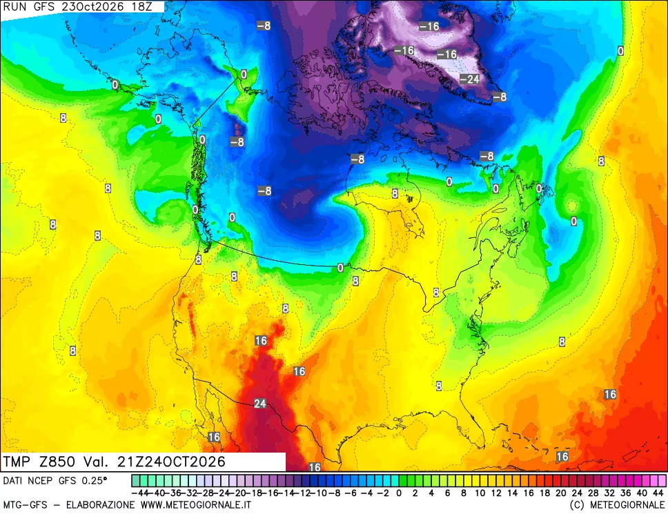 mappa 850 hPa Temp